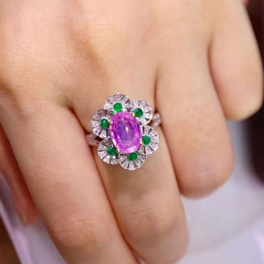 14k Gold 2.90 Ctw Natural Sapphire & Diamond Ring - 2