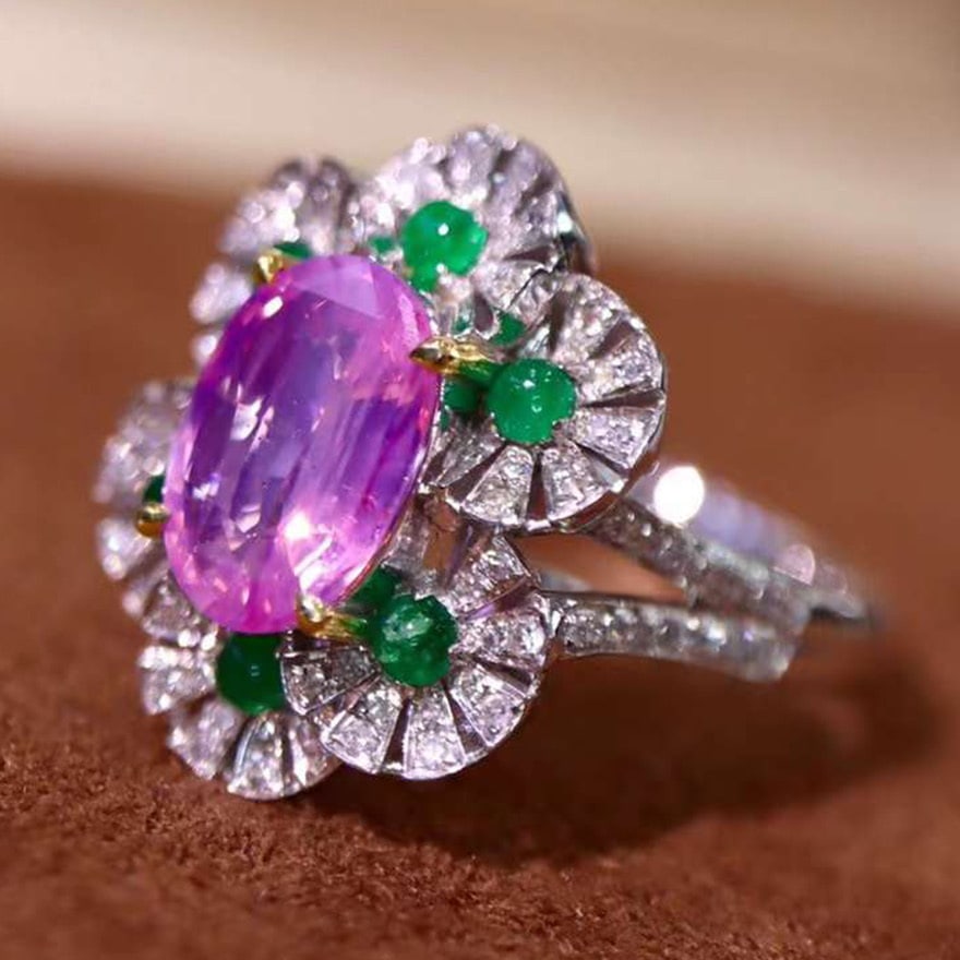 14k Gold 2.90 Ctw Natural Sapphire & Diamond Ring - 4