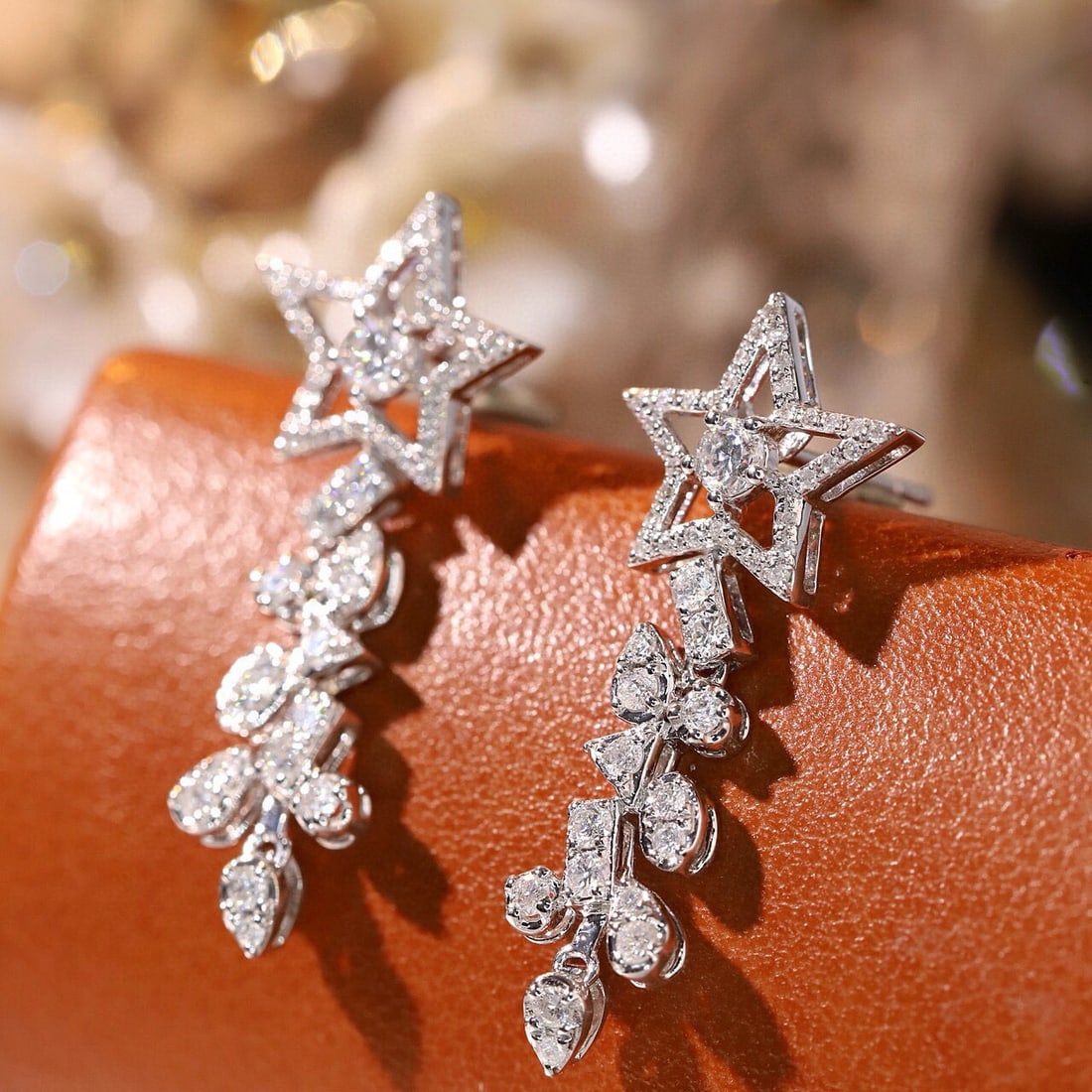 14k Gold 0.84 Ct Natural H Diamond Earrings - 2