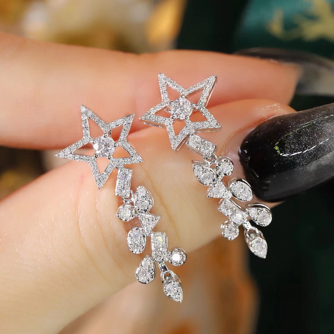 14k Gold 0.84 Ct Natural H Diamond Earrings - 6