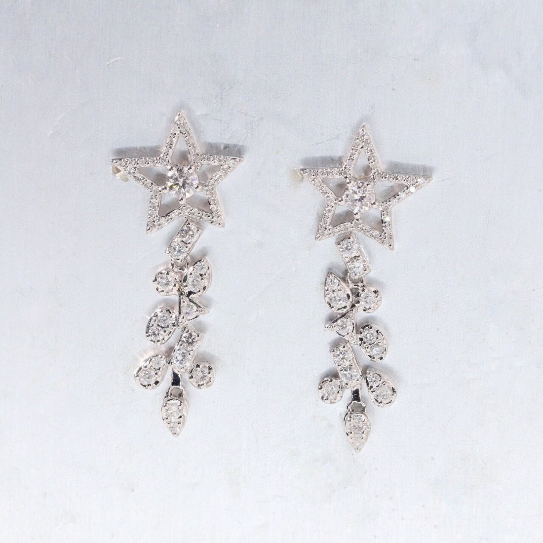 14k Gold 0.84 Ct Natural H Diamond Earrings - 7