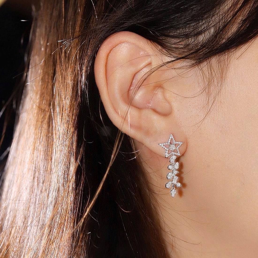 14k Gold 0.84 Ct Natural H Diamond Earrings - 8