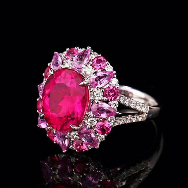 14k Gold 5.49 Ctw Natural Tourmaline & Diamond Ring - 2