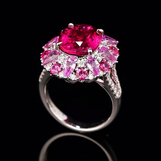 14k Gold 5.49 Ctw Natural Tourmaline & Diamond Ring - 4