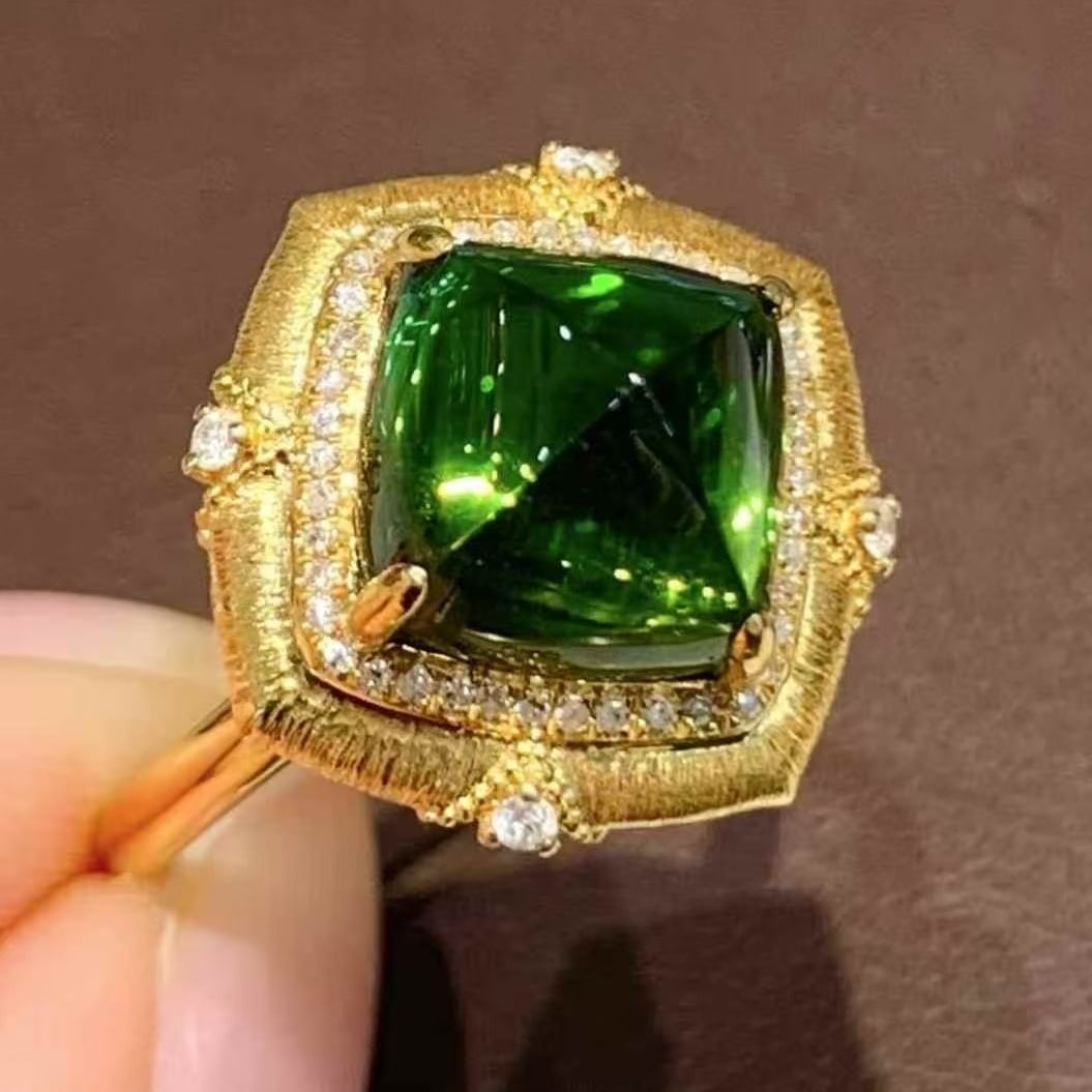 14k Gold 4.85 Ct Natural Tourmaline & Diamond Ring - 2