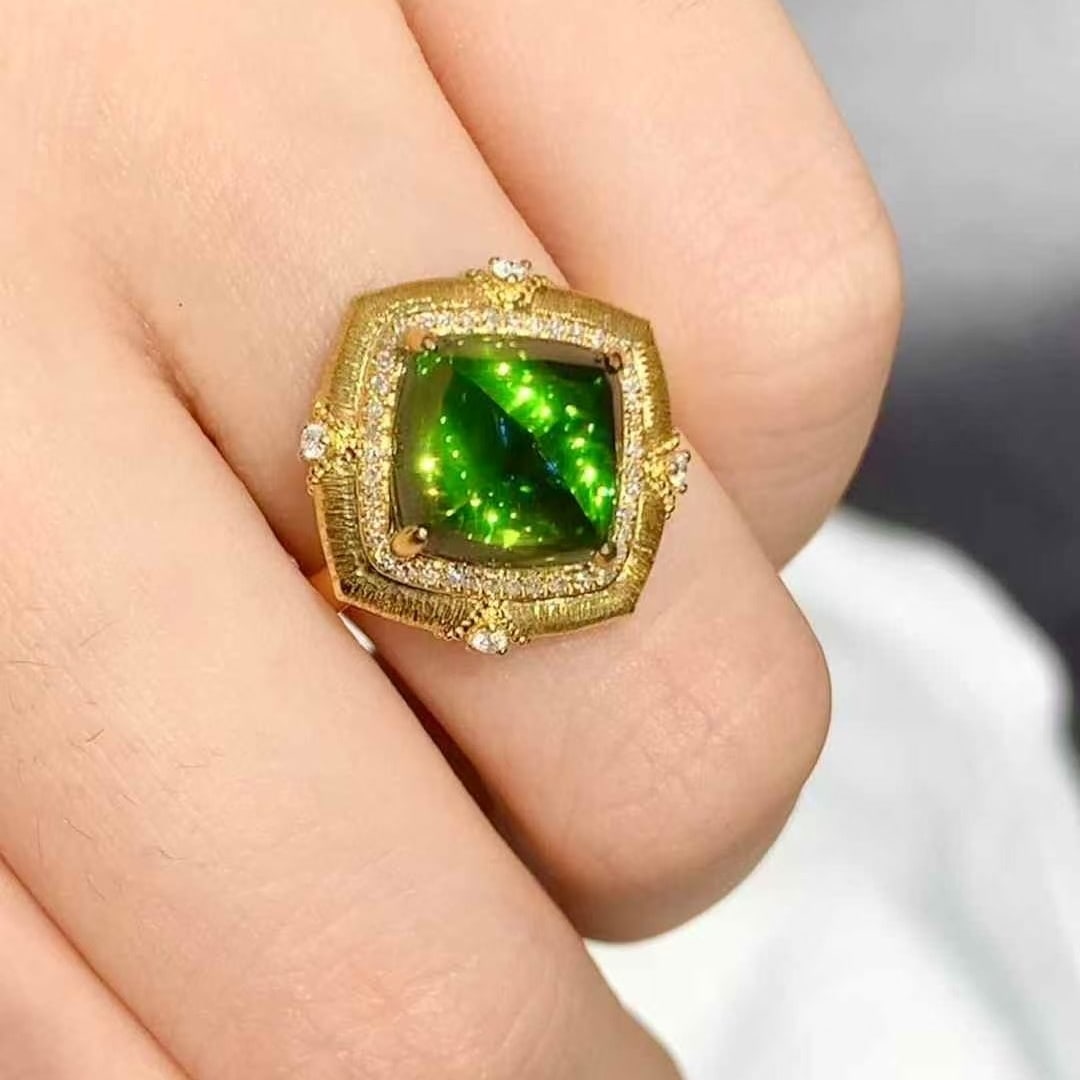 14k Gold 4.85 Ct Natural Tourmaline & Diamond Ring - 3