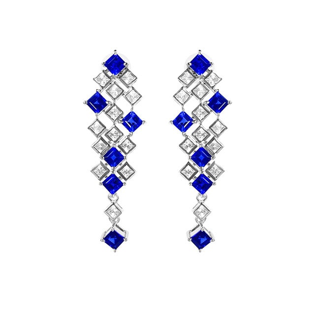 14k Gold 3.37 Ctw Vivid Blue Natural Sapphire & Sapphire Earrings - 5