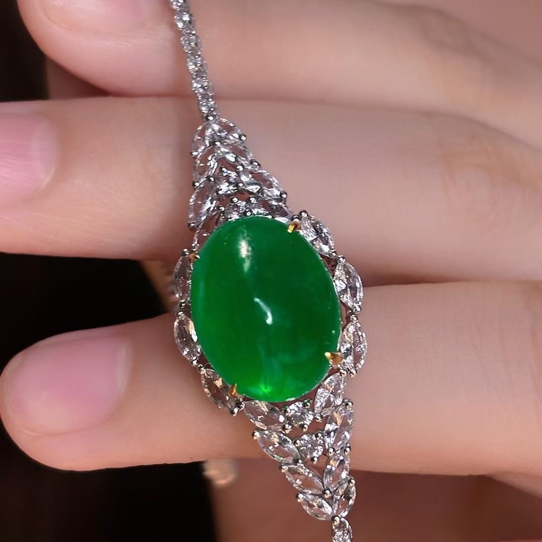 14k Gold 9.35 Ct Natural Emerald & Diamond & Sapphire Bracelet - 4