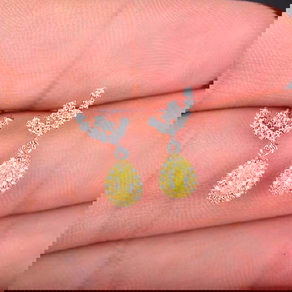 14k Gold 0.69 Ctw Natural Yellow Diamond & Diamond Earrings - 6