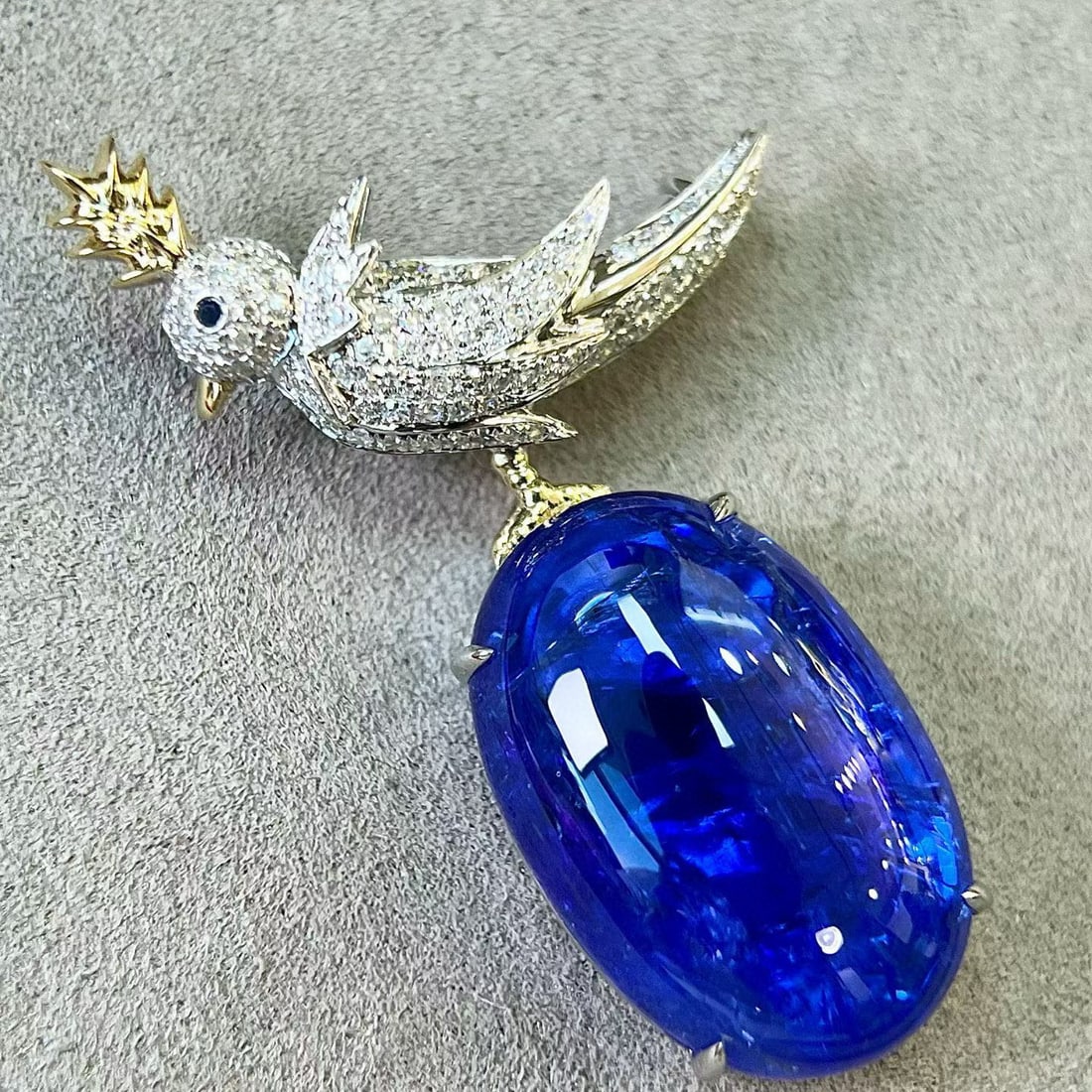 14k Gold 17.89 Ctw Natural Tanzanite & Diamond Brooch/pendant( Without Chain ) - 2