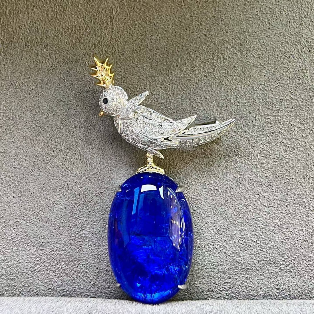 14k Gold 17.89 Ctw Natural Tanzanite & Diamond Brooch/pendant( Without Chain ) - 5