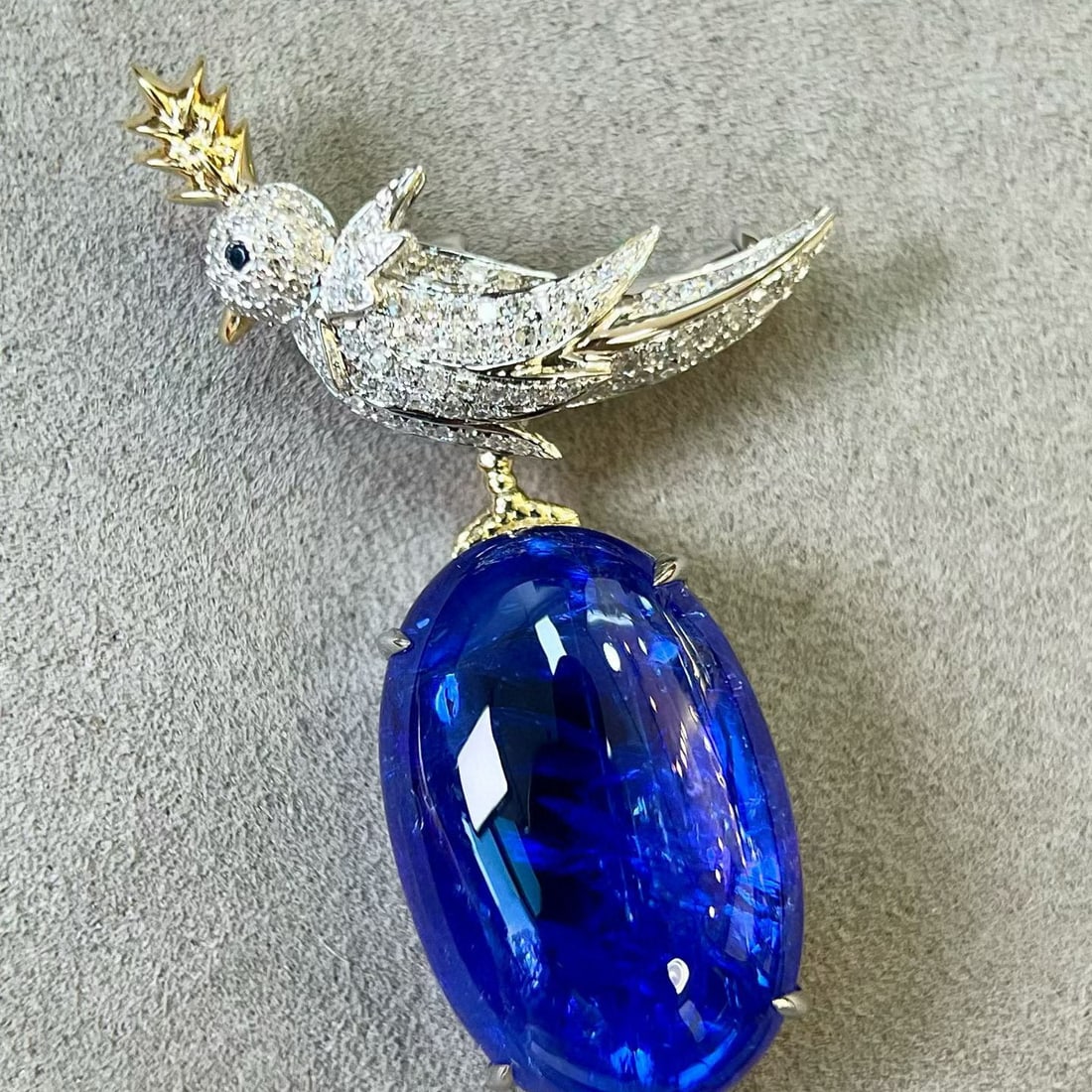 14k Gold 17.89 Ctw Natural Tanzanite & Diamond Brooch/pendant( Without Chain ) - 9