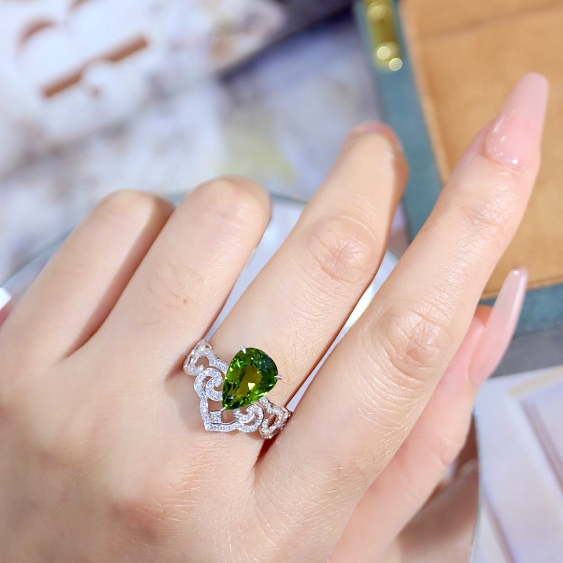 14k Gold 3.99 Ctw Natural Tourmaline & Diamond Ring - 6