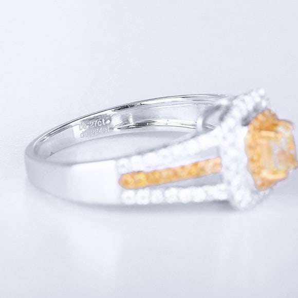 14k Gold 0.65 Ctw Natural Yellow Diamond & Diamond Ring - 5