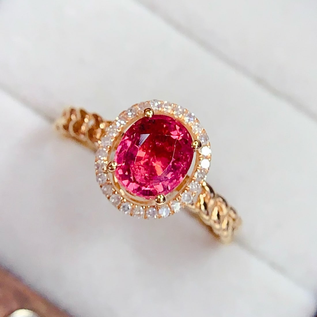 14k Gold 1.5 Ct Natural Tourmaline & Diamond Ring - 4