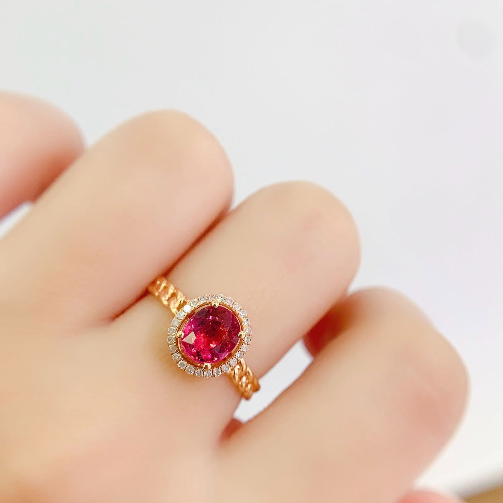 14k Gold 1.5 Ct Natural Tourmaline & Diamond Ring - 7