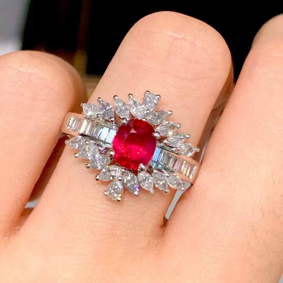 14k Gold 1.15 Ct Natural Ruby & Diamond Ring - 4
