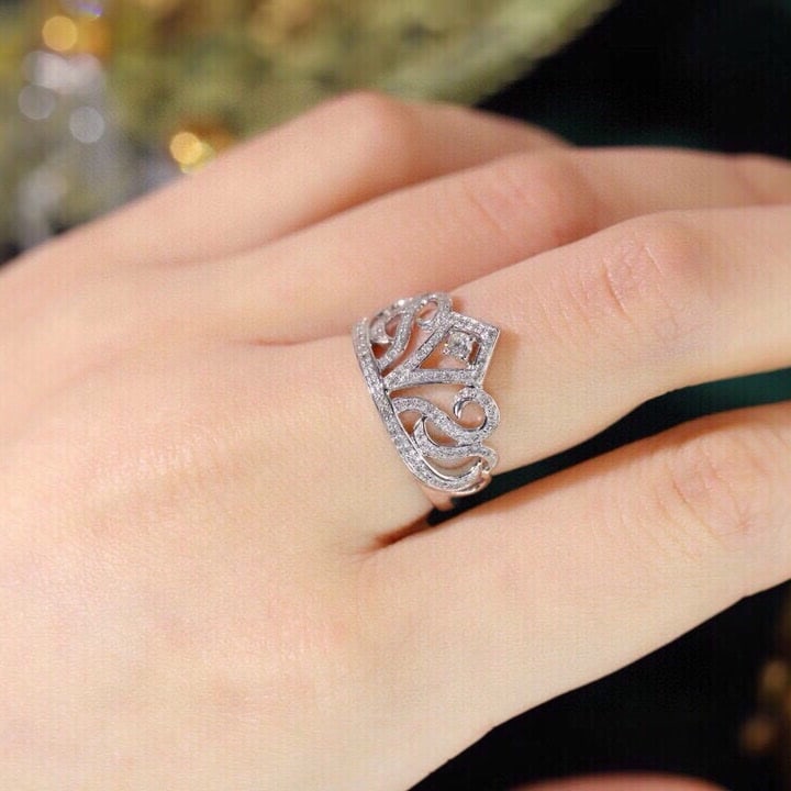 14k Gold 0.35 Ct Natural H Diamond Ring - 8