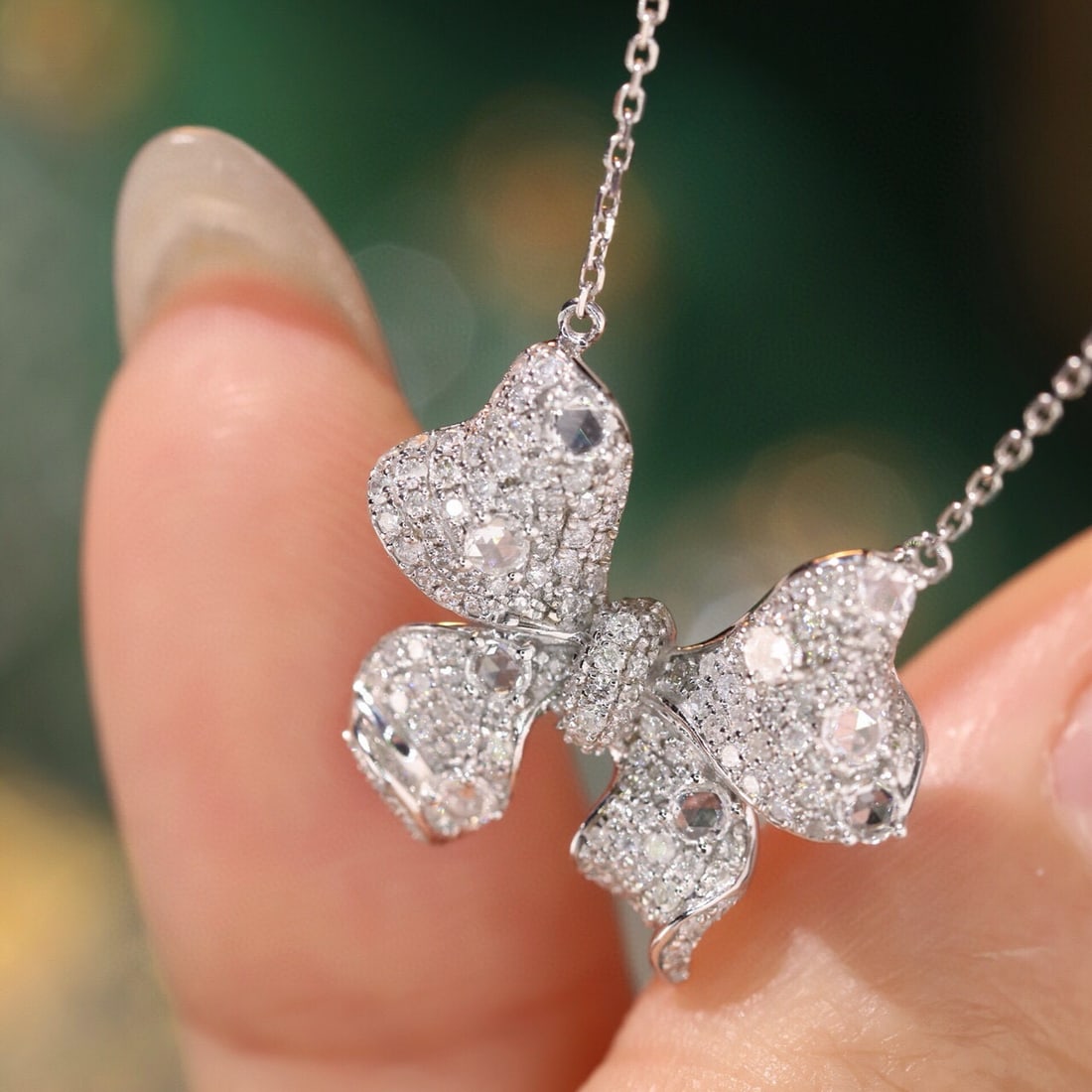 14k Gold 0.8 Ct Natural H Diamond Necklace - 2