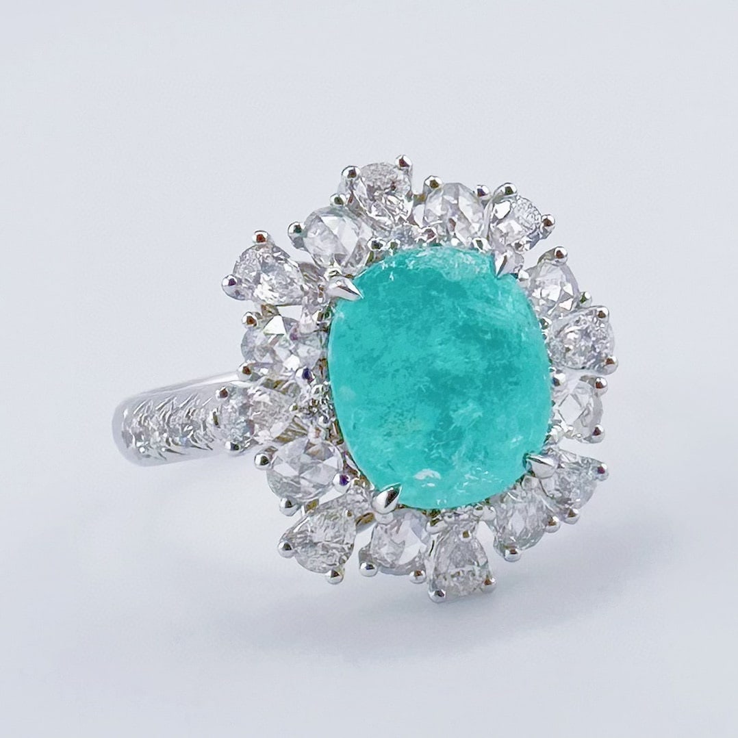 14k Gold 2.69 Ctw Natural Paraiba Tourmaline & Diamond Ring/pendant( Without Chain ) - 2