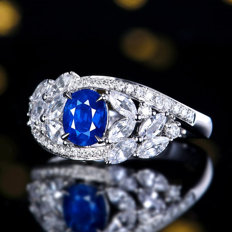 14k Gold 1.10 Ctw Natural Sapphire & Diamond Ring - 2