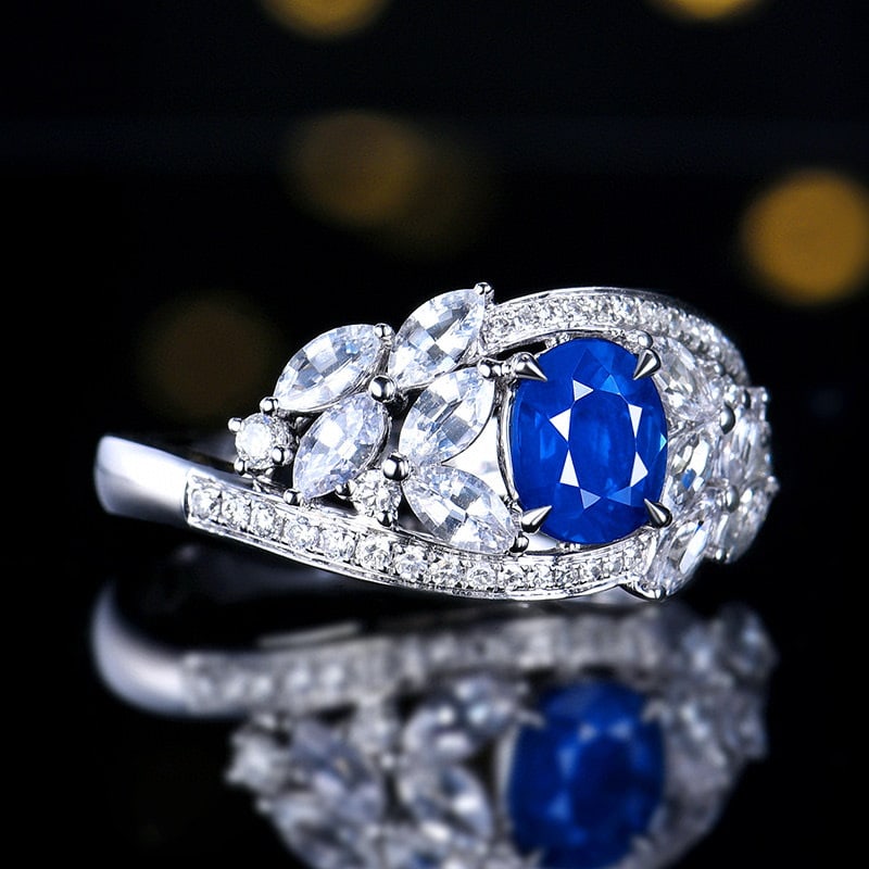 14k Gold 1.10 Ctw Natural Sapphire & Diamond Ring - 3