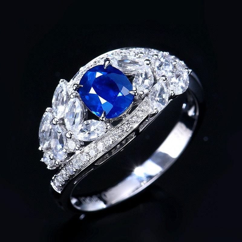 14k Gold 1.10 Ctw Natural Sapphire & Diamond Ring - 4