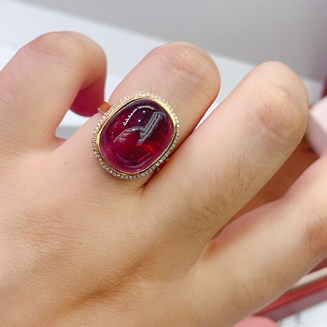 14k Gold 14.00 Ct Natural Tourmaline & Diamond Ring - 3