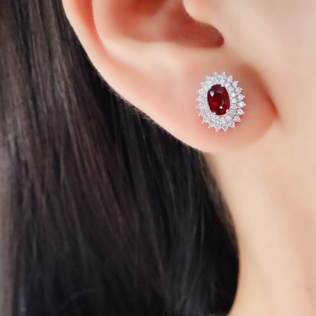 14k Gold 1.59 Ctw Natural Ruby & Diamond Earrings - 5