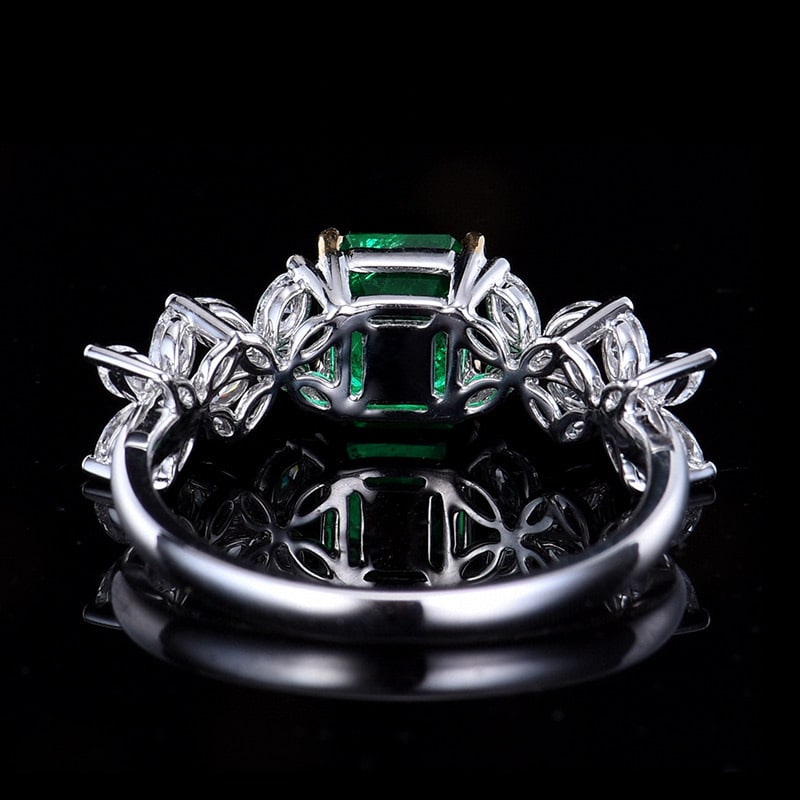 14k Gold 1.74 Ctw Vivid Green Natural Emerald & Diamond Ring - 5