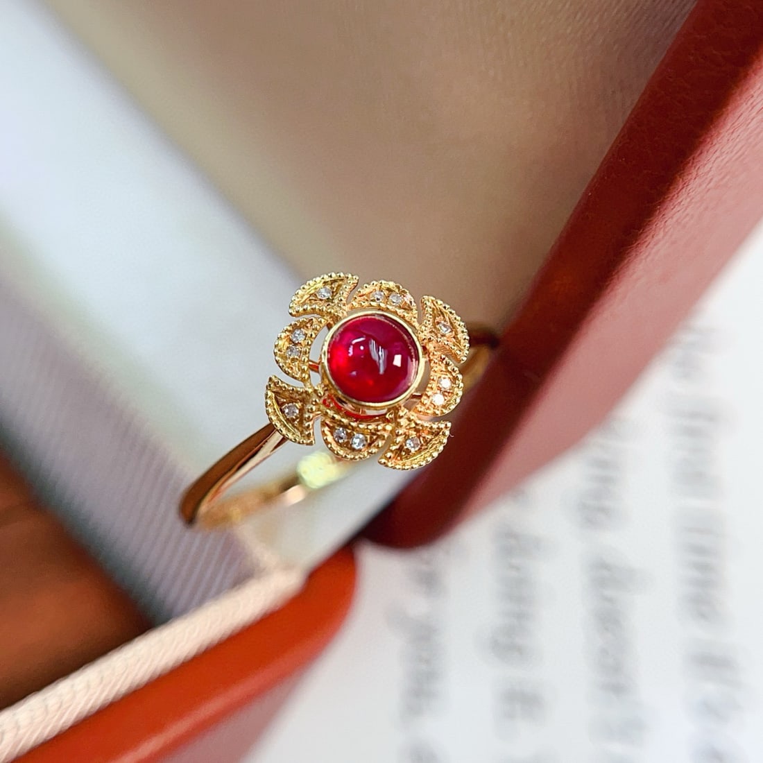 14k Gold 0.50 Ct Natural Ruby & Diamond Ring - 2