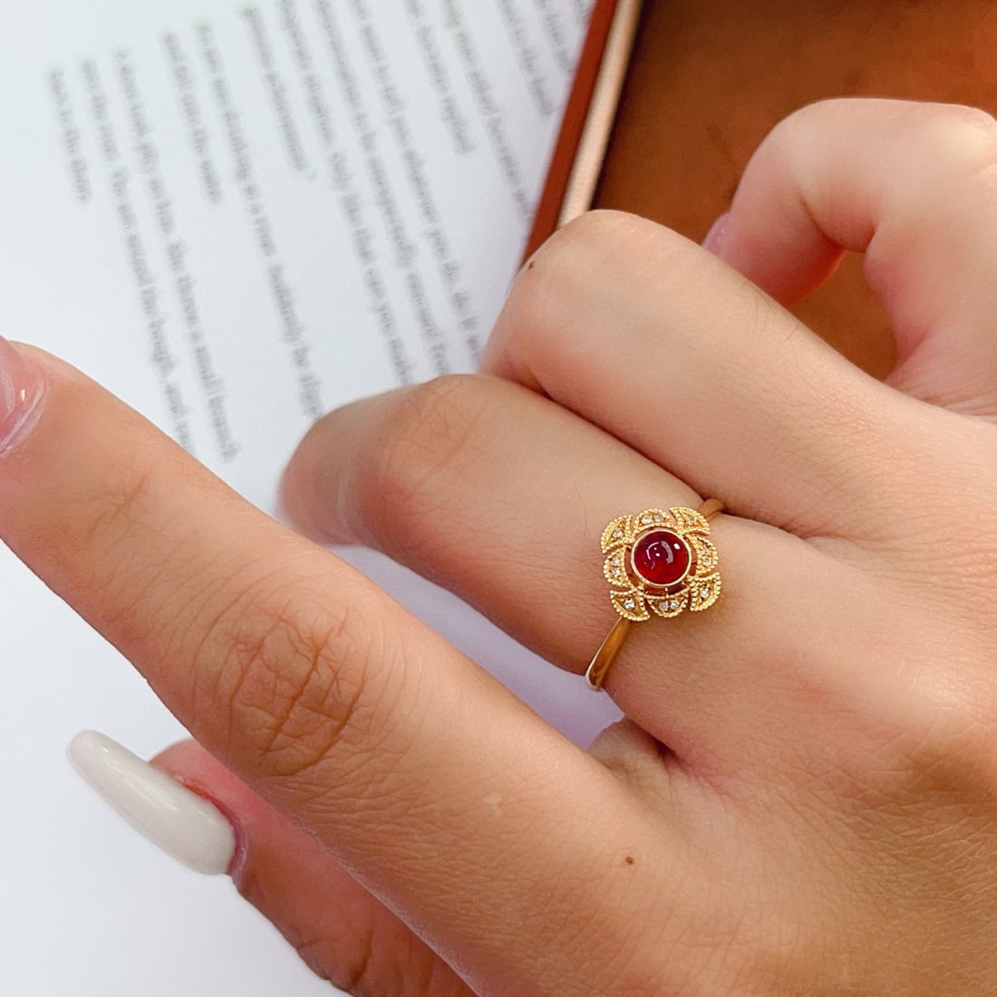 14k Gold 0.50 Ct Natural Ruby & Diamond Ring - 5