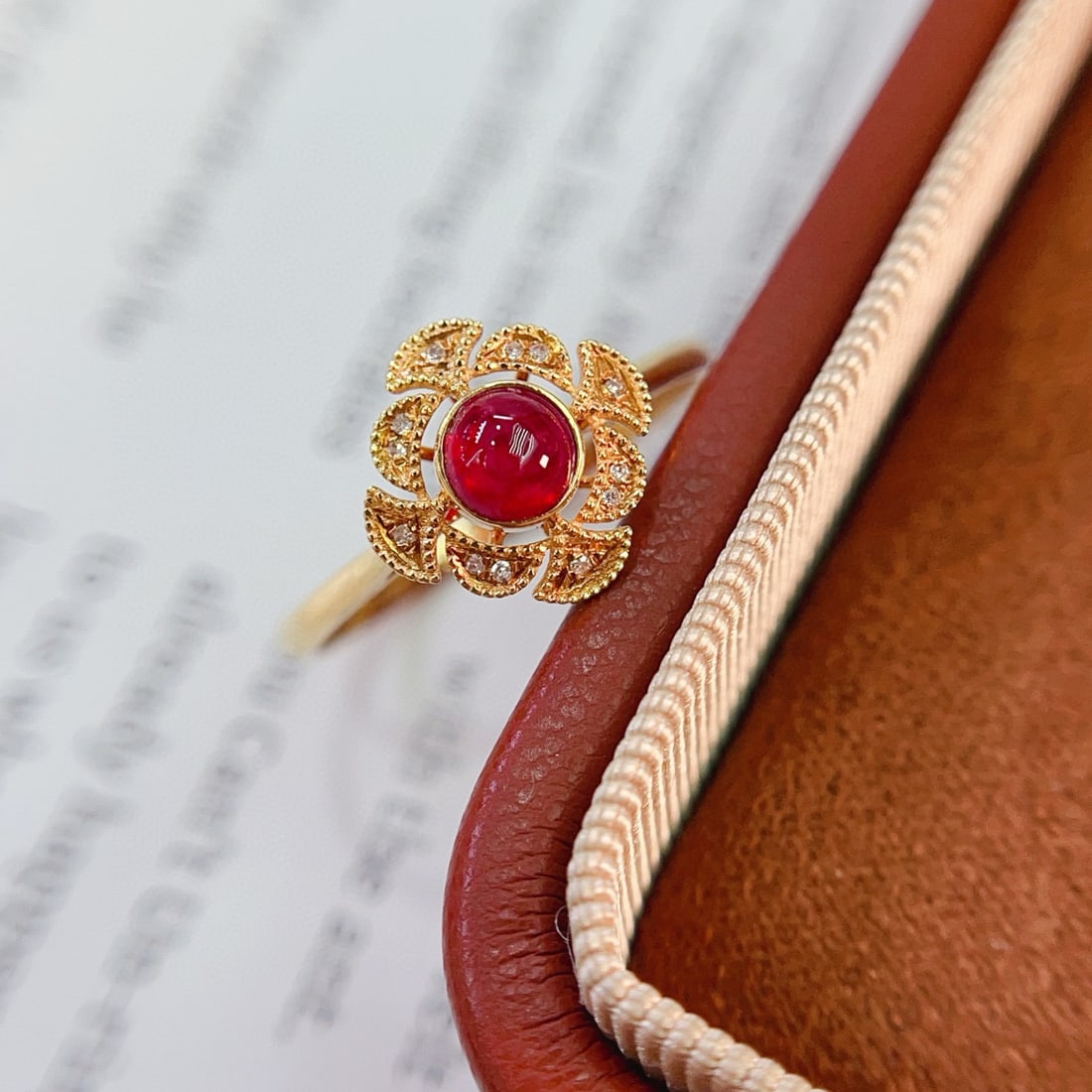 14k Gold 0.50 Ct Natural Ruby & Diamond Ring - 6