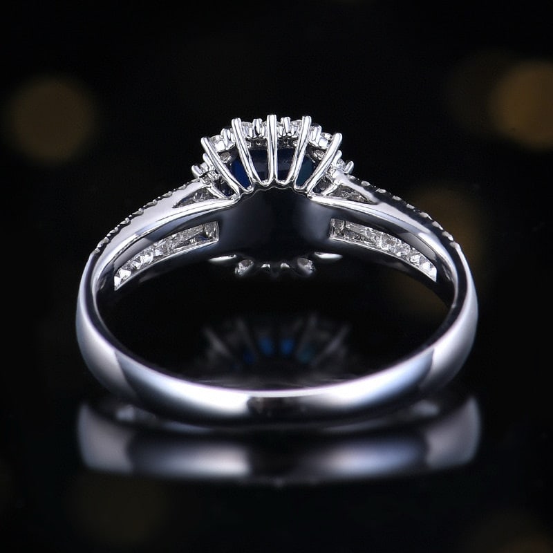 14k Gold 1.67 Ctw Vivid Blue Natural Sapphire & Diamond Ring - 5