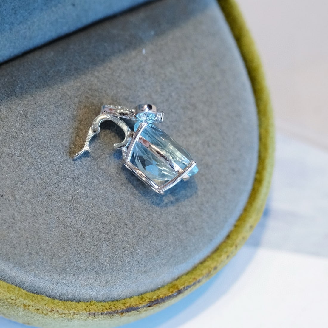 14k Gold 2.61 Ctw Natural Aquamarine & Diamond Pendant( Without Chain ) - 3