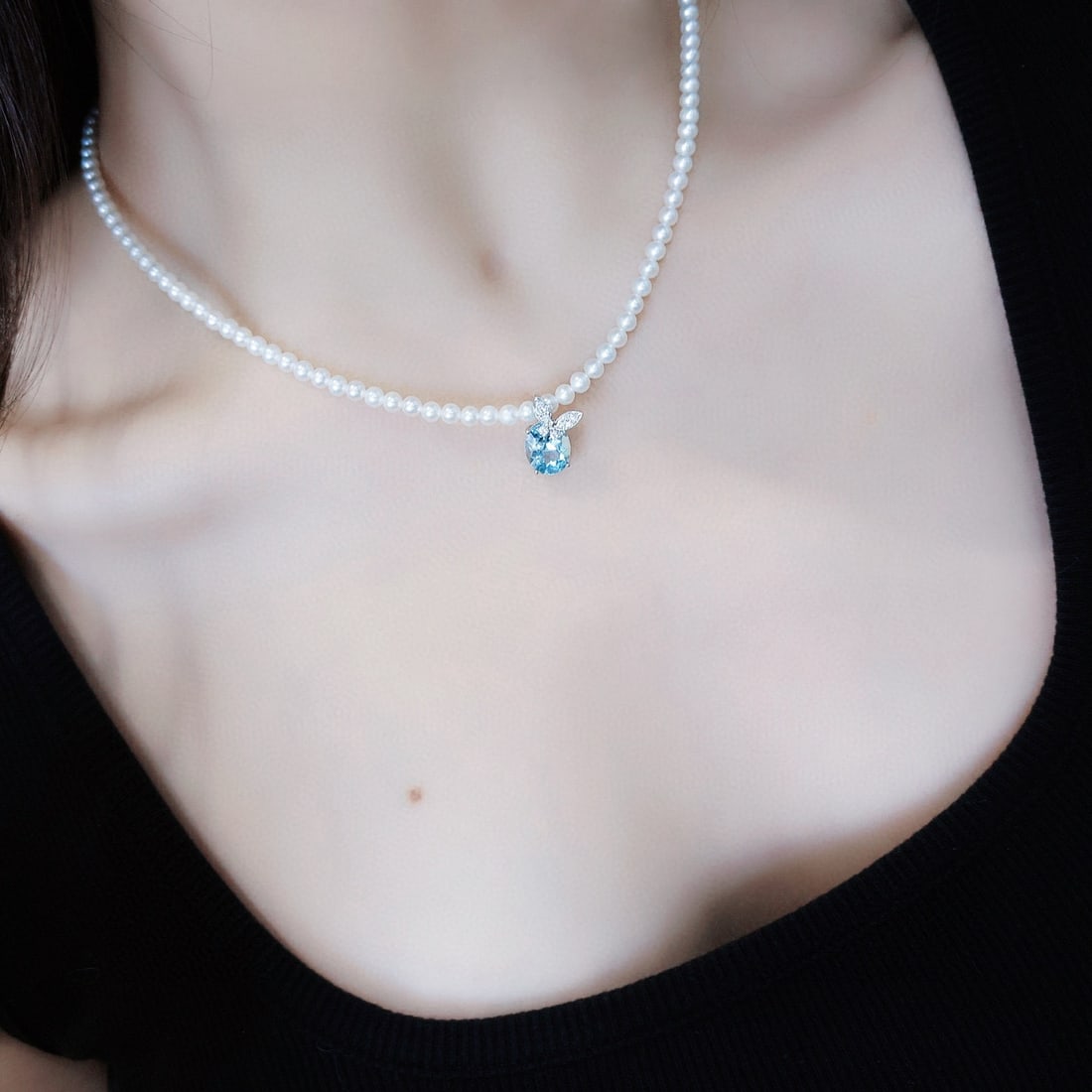 14k Gold 2.61 Ctw Natural Aquamarine & Diamond Pendant( Without Chain ) - 4