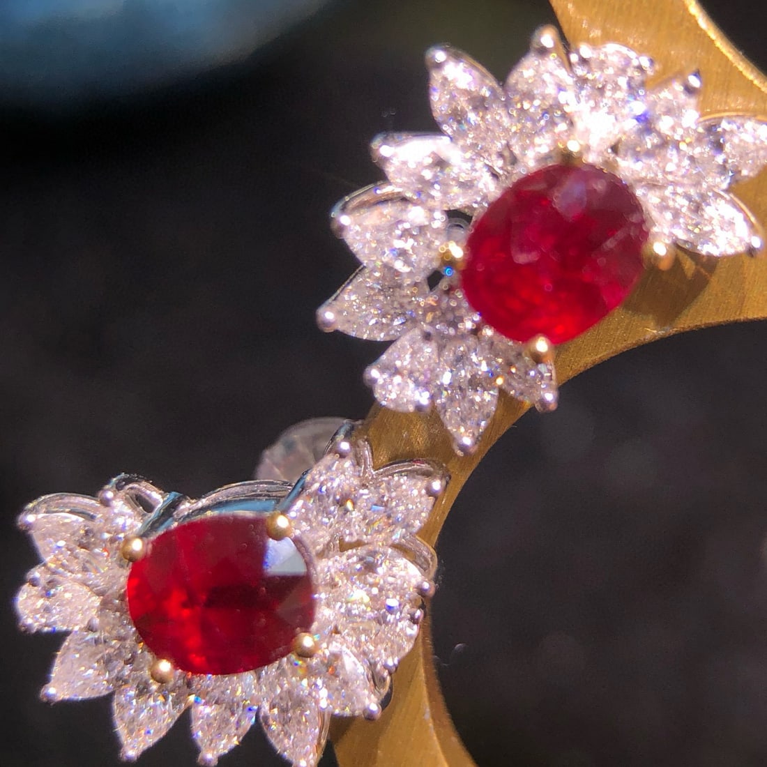 14k Gold 2.97 Ctw Natural Ruby & Diamond Earrings - 4