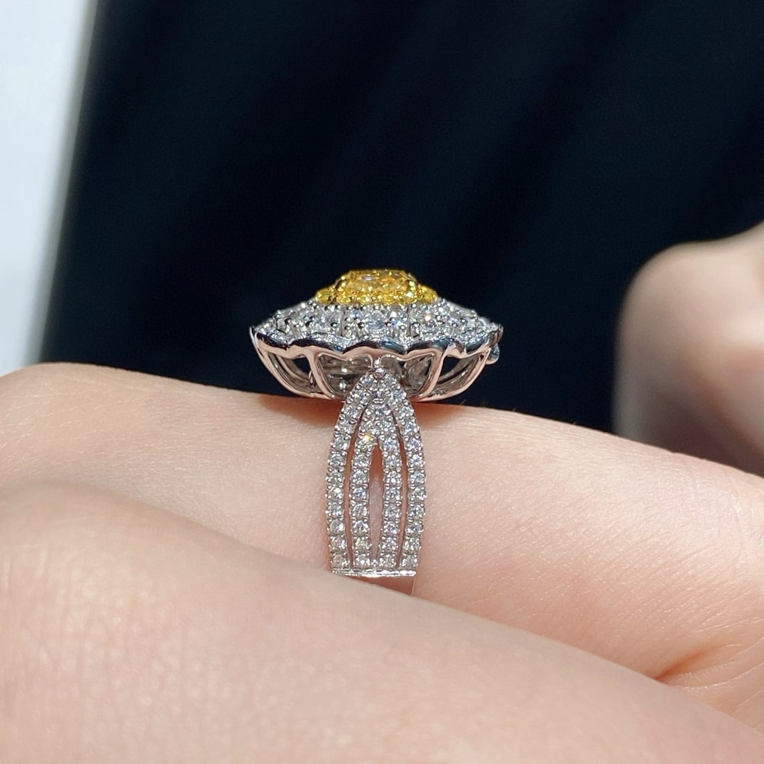 Gia Certified 14k Gold 1.90 Ctw Natural Yellow Diamond & Diamond Ring/pendant( Without Chain ) - 6