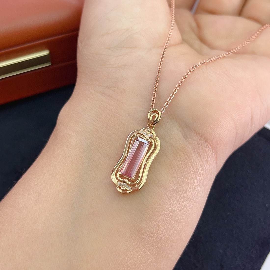 14k Gold 1.50 Ct Natural Tourmaline & Diamond Pendant( Without Chain ) - 3