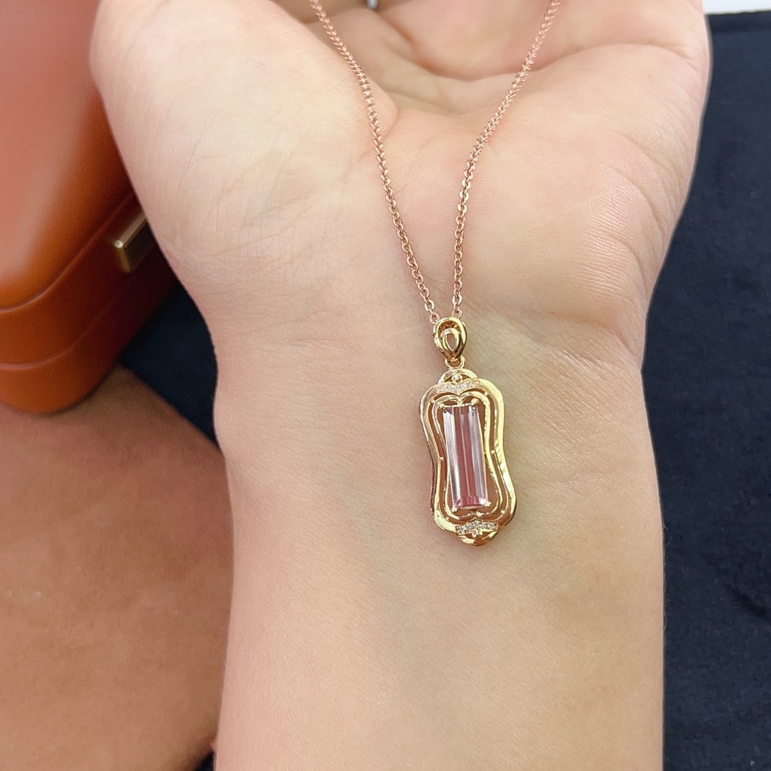 14k Gold 1.50 Ct Natural Tourmaline & Diamond Pendant( Without Chain ) - 4