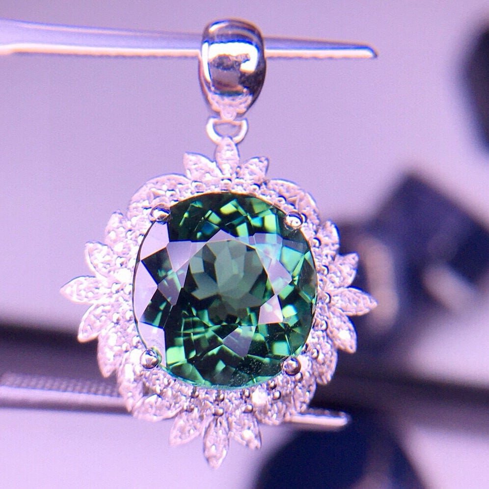 14k Gold 4.5 Ct Natural Tourmaline & Diamond Pendant( Without Chain ) - 4