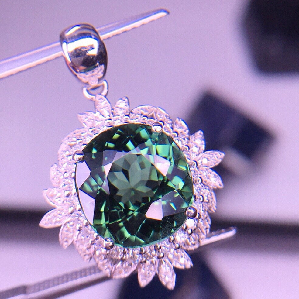 14k Gold 4.5 Ct Natural Tourmaline & Diamond Pendant( Without Chain ) - 5