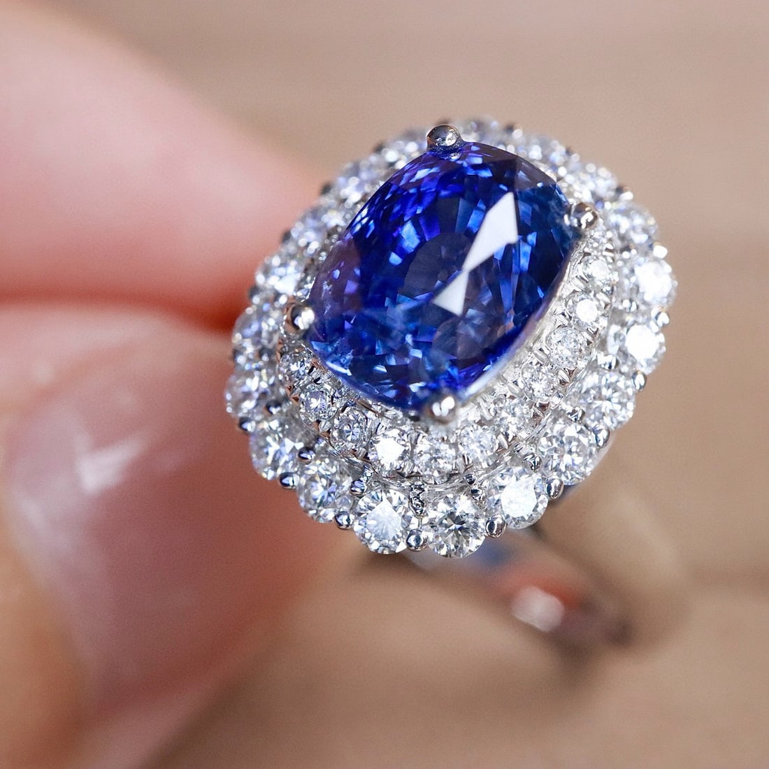 14k Gold 2.76 Ctw Natural Sapphire & Diamond Ring/pendant( Without Chain ) - 4