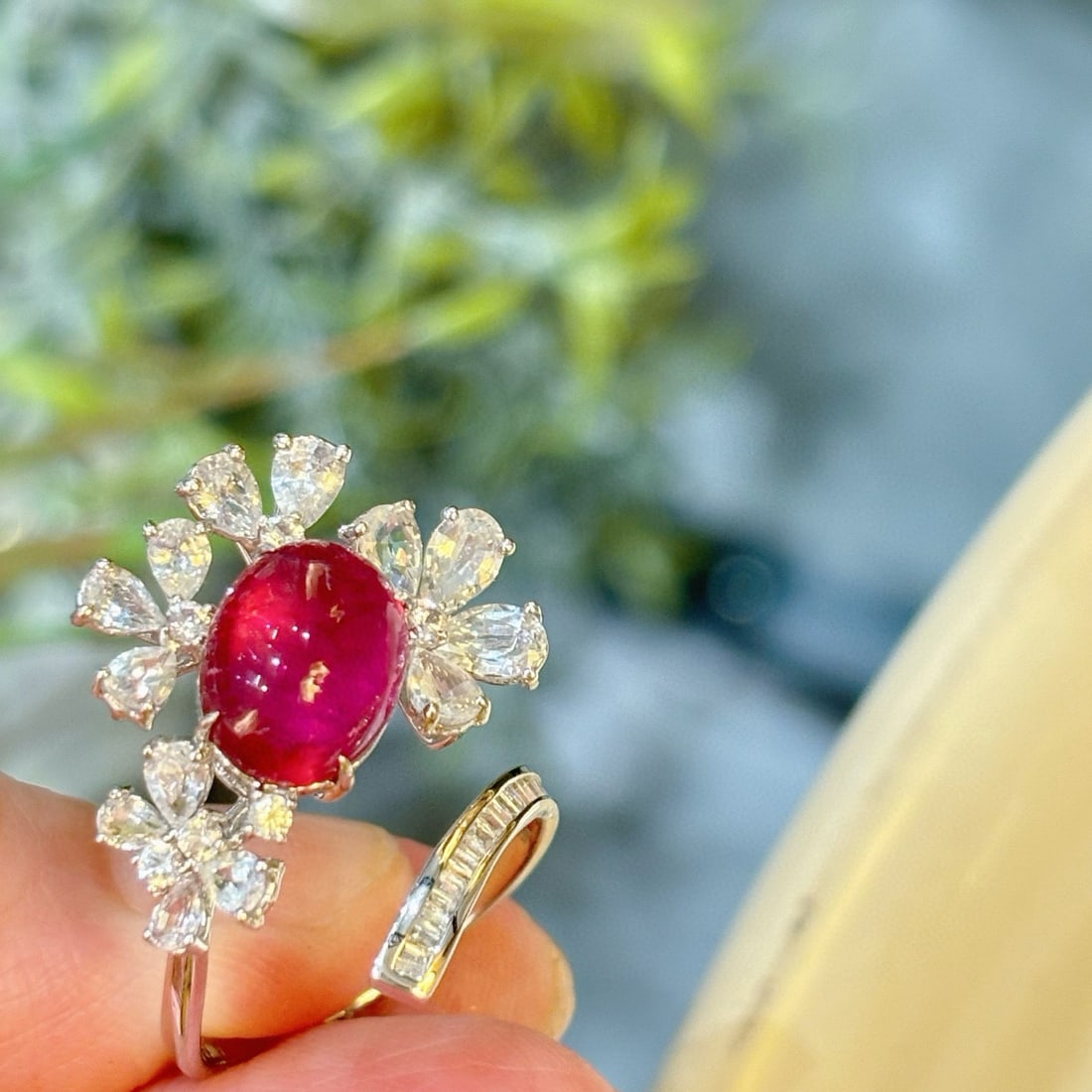 14k Gold 3.5 Ct Natural Tourmaline & Diamond & Sapphire Ring - 3