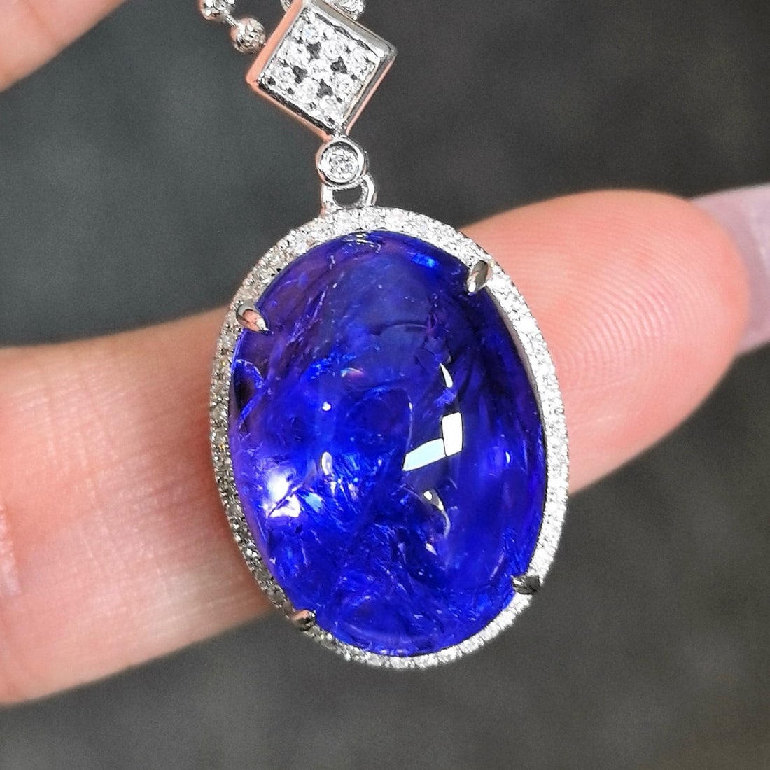 14k Gold 17.47 Ctw Natural Tanzanite & Diamond Pendant( Without Chain ) - 4