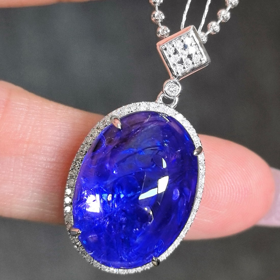 14k Gold 17.47 Ctw Natural Tanzanite & Diamond Pendant( Without Chain ) - 6