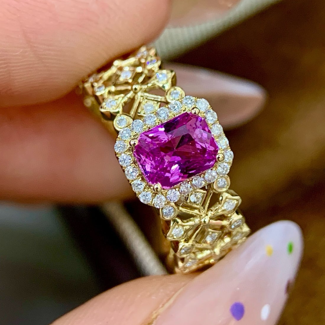 14k Gold 1.28 Ctw Natural Sapphire & Diamond Ring - 4