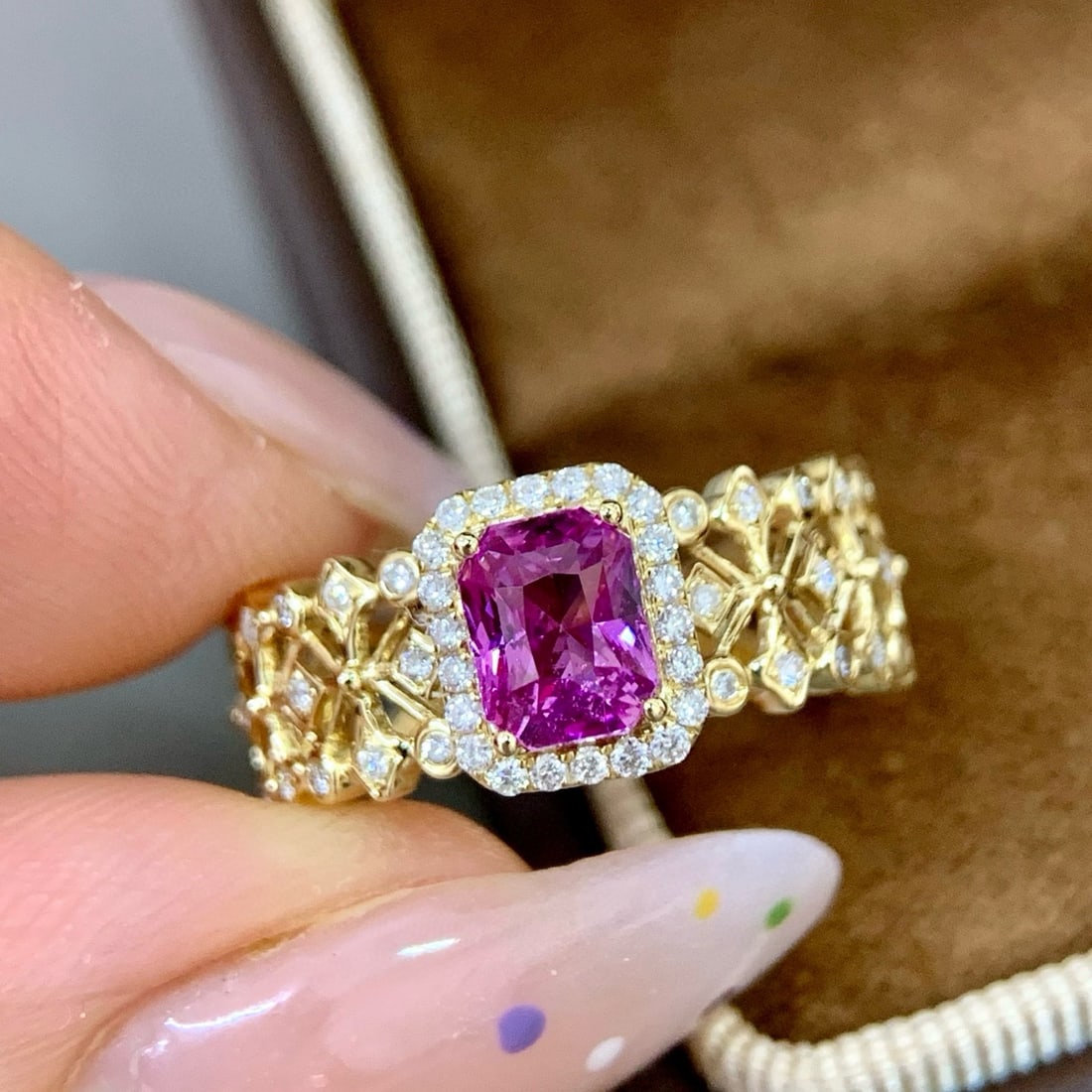 14k Gold 1.28 Ctw Natural Sapphire & Diamond Ring - 5