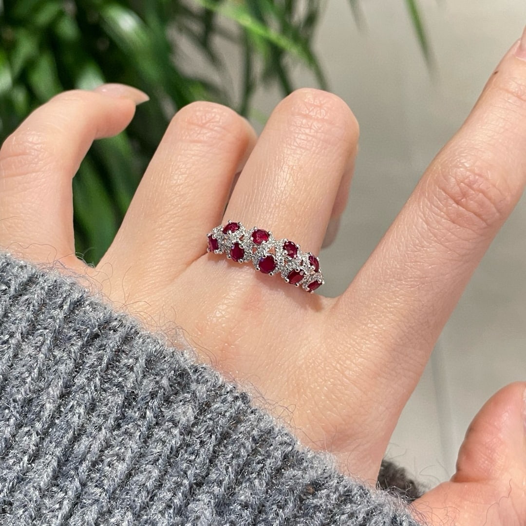 14k Gold 1.5 Ct Natural Ruby & Diamond Ring - 5