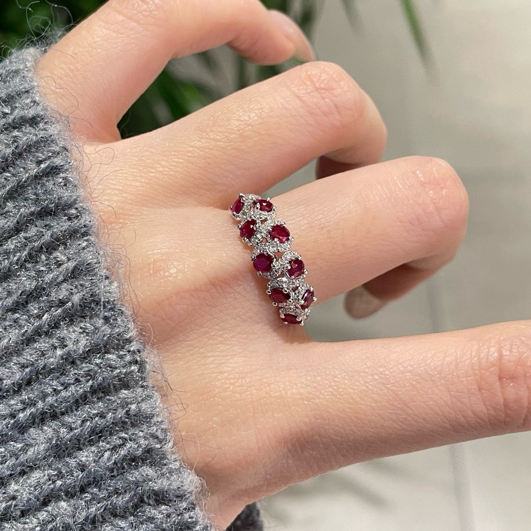 14k Gold 1.5 Ct Natural Ruby & Diamond Ring - 7